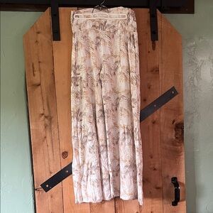 Sincerely Jules Cream & Tan Palm-Print Wide Leg Pants